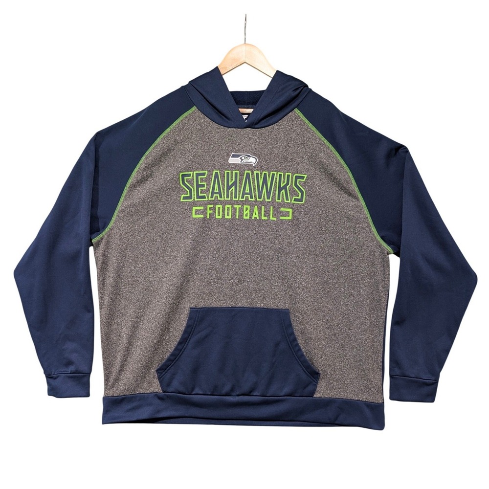 Fanatics Seattle Seahawks NFL Football Hoodie Mens 3XL Navy Gray Colorblock